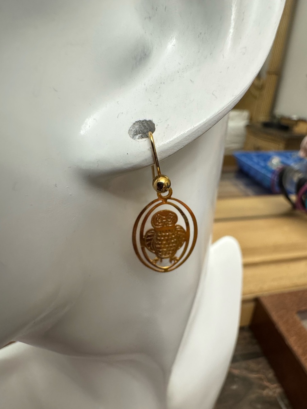 Gold Owl Drop Earrings - Women Jewelry